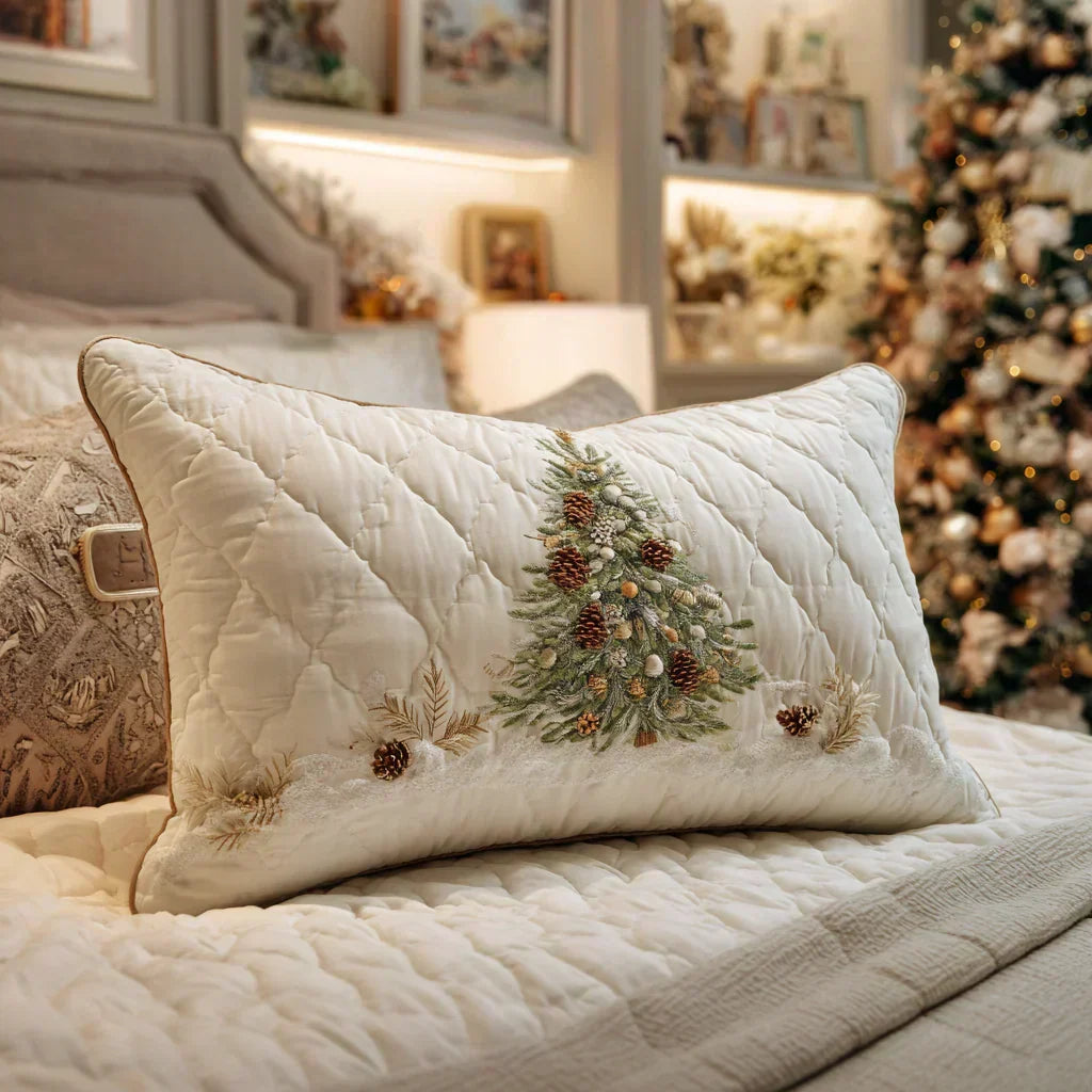 Funda de almohada acolchada con estampado refugio de nieve