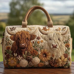 Bolso de viaje acolchado con estampado highland cattle escocés