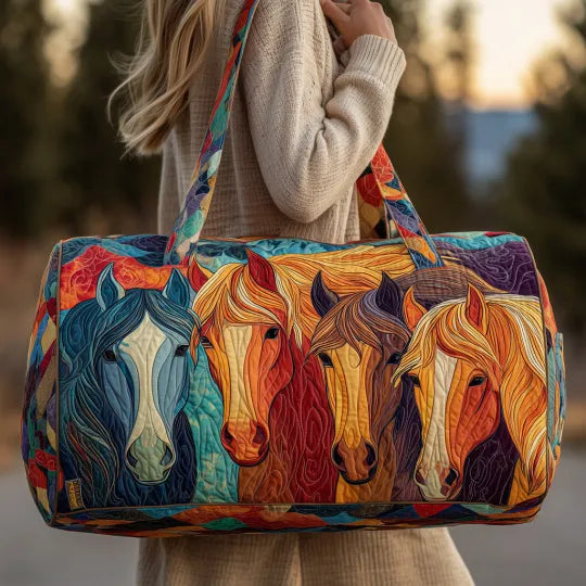 Bolso de viaje acolchado con estampado caballo