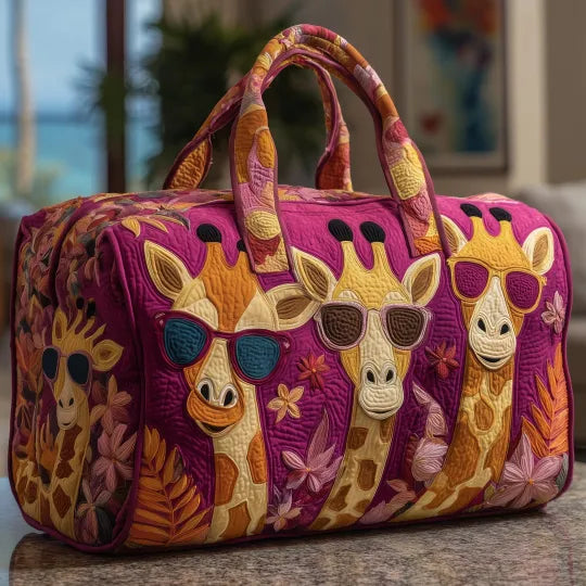 Bolso de viaje acolchado con estampado jirafa
