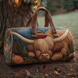 Bolso de viaje acolchado con estampado vaca en la granja