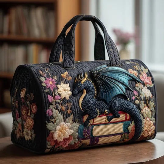 Bolso de viaje acolchado con estampado dragón lector