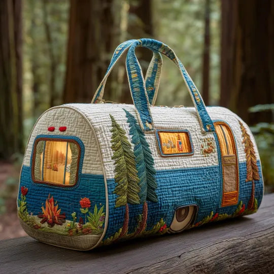 Bolso de viaje acolchado con estampado carro de camping