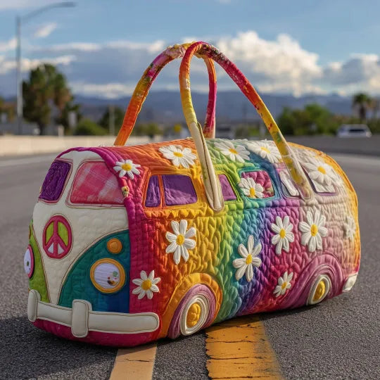 Bolso de viaje acolchado con estampado patrón hippie