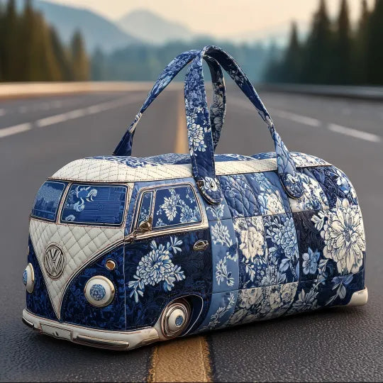 Bolso de viaje acolchado con estampado índigo