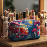 Cosmetiquera acolchada con estampado viaje a las galaxias