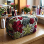 Cosmetiquera acolchada con estampado canto de jardín