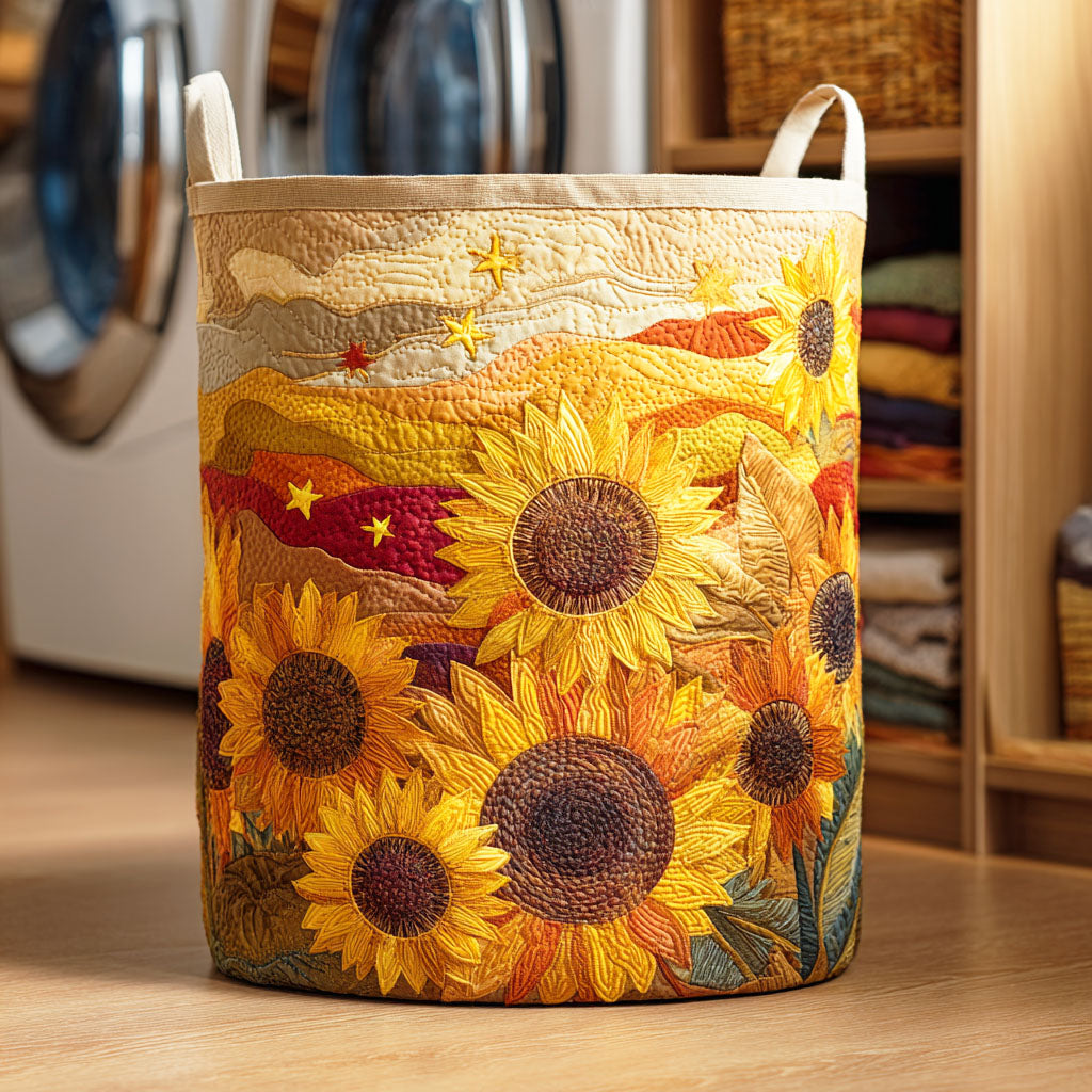 Canasta de ropa acolchada con estampado sueño de girasol