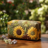 Cosmetiquera acolchada con estampado campo dorado