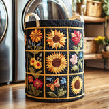 Canasta de ropa acolchada con estampado sueño de girasol