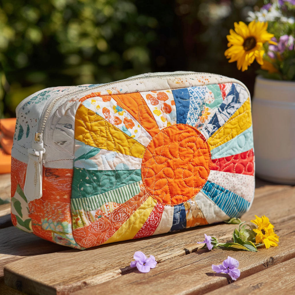 Cosmetiquera acolchada con estampado rayo dorado