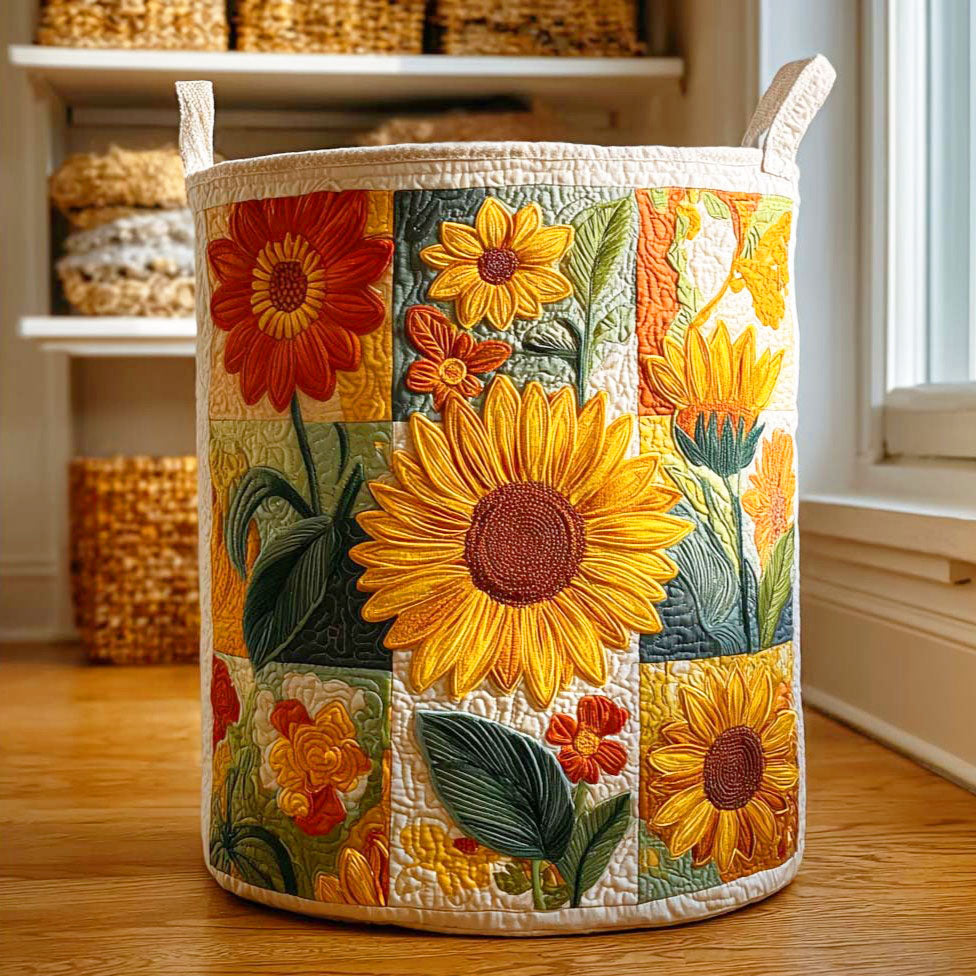 Canasta de ropa acolchada con estampado sueño de girasol