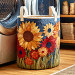Canasta de ropa acolchada con estampado sueño de girasol