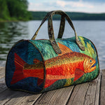 Bolso de viaje acolchado con estampado trucha dorada