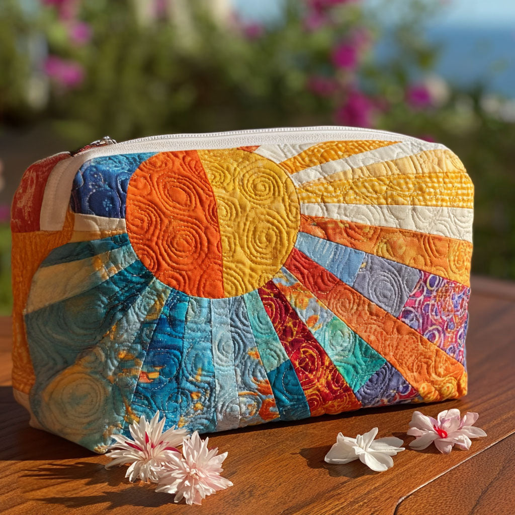 Cosmetiquera acolchada con estampado buen ánimo