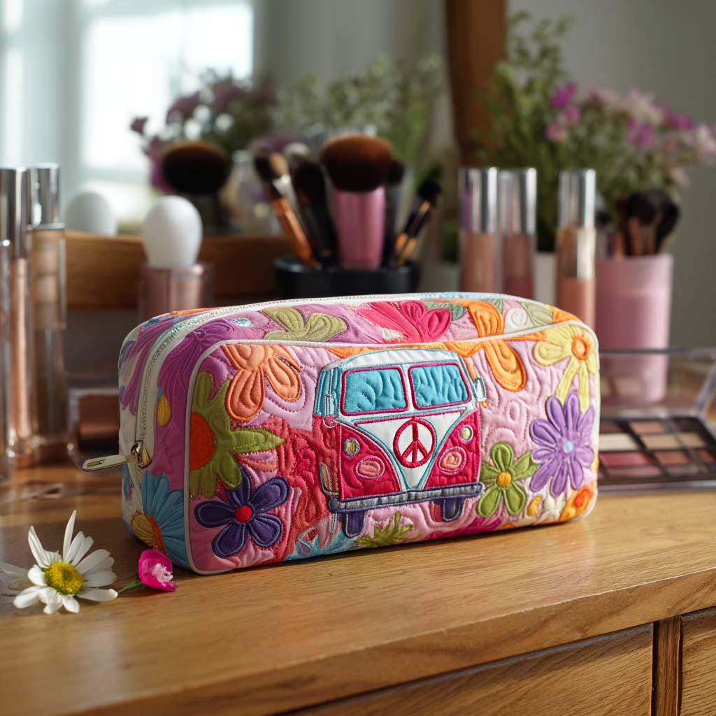 Cosmetiquera acolchada con estampado tour de flores groovy