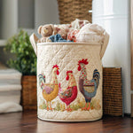 Canasta de ropa acolchada con estampado alegre gallinero