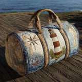 Bolso de viaje acolchado con estampado faro en el puerto