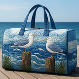 Bolso de viaje acolchado con estampado gaviotas en el puerto