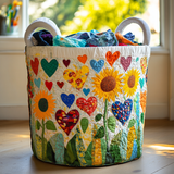 Canasta de ropa acolchada con estampado amor por el hogar