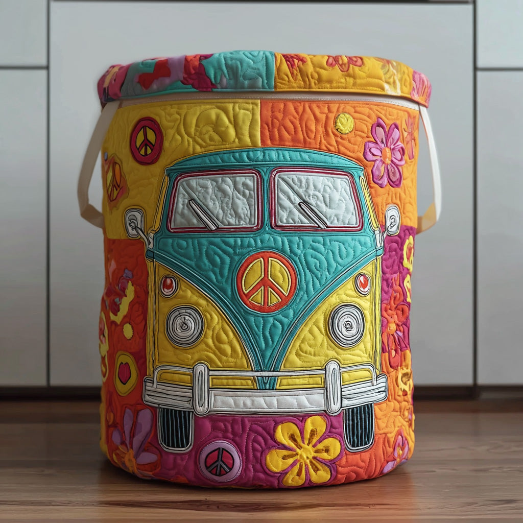 Canasta de ropa acolchada con estampado viaje hippie