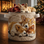 Canasta de ropa acolchada con estampado corgi para la navidad