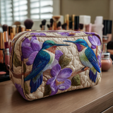 Cosmetiquera acolchada con estampado suerte de colibrí