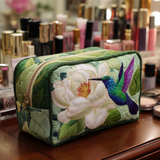 Cosmetiquera acolchada con estampado encantos de colibrí
