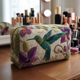 Cosmetiquera acolchada con estampado jardín de colibríes