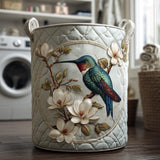 Canasta de ropa acolchada con estampado colibrí en estilo de encaje