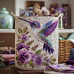 Canasta de ropa acolchada con estampado colibrí en flores