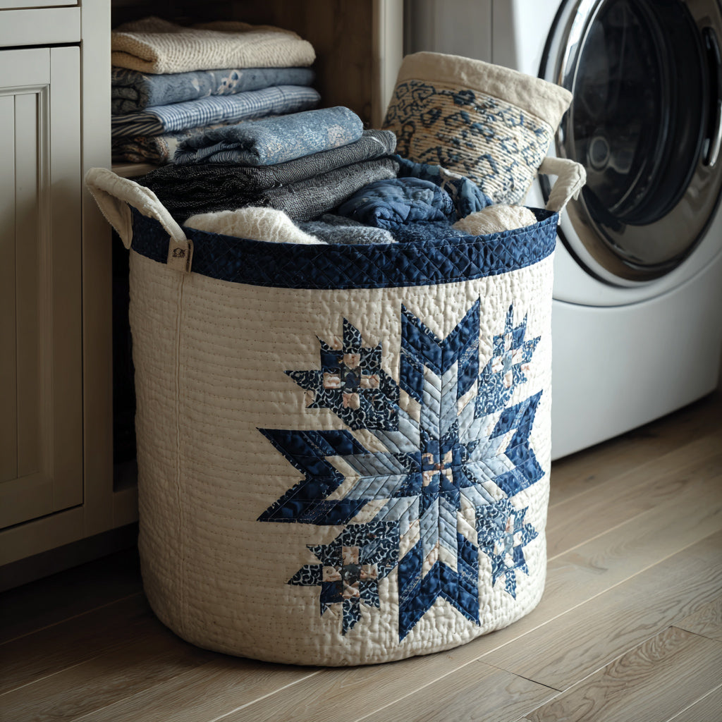 Canasta de ropa acolchada con estampado cristal de hielo