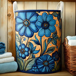 Canasta de ropa acolchada con estampado flores de índigo