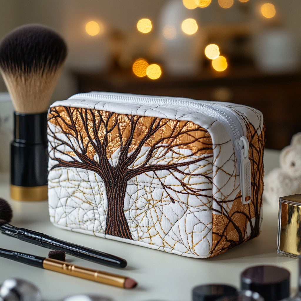 Cosmetiquera acolchada con estampado copa de árbol infinito