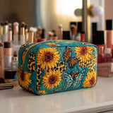 Cosmetiquera acolchada con estampado flores alegres