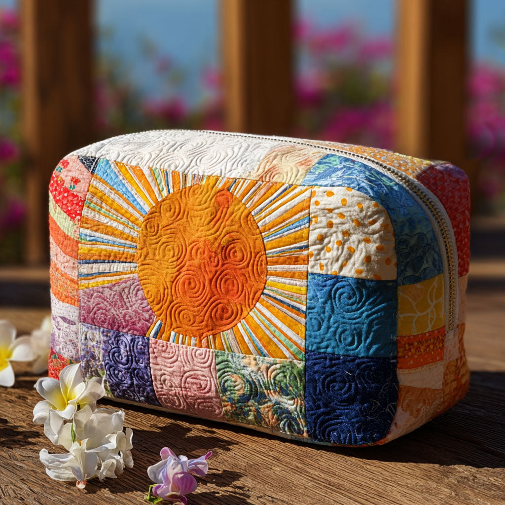 Cosmetiquera acolchada con estampado sol perezoso
