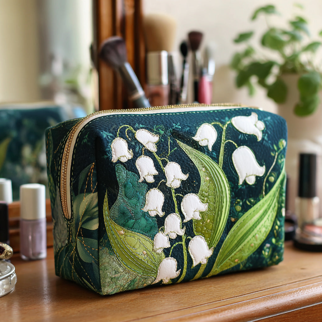 Cosmetiquera acolchada con estampado gracia de lirio