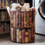 Canasta de ropa acolchada con estampado ambiente literario