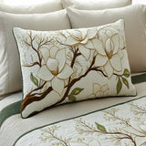 Funda de almohada acolchada con estampado flor de magnolia