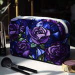 Cosmetiquera acolchada con estampado rosa de medianoche