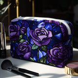 Cosmetiquera acolchada con estampado rosa de medianoche