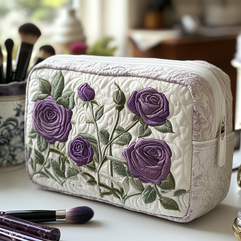 Cosmetiquera acolchada con estampado flores de luna