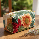 Cosmetiquera acolchada con estampado flor de la mañana