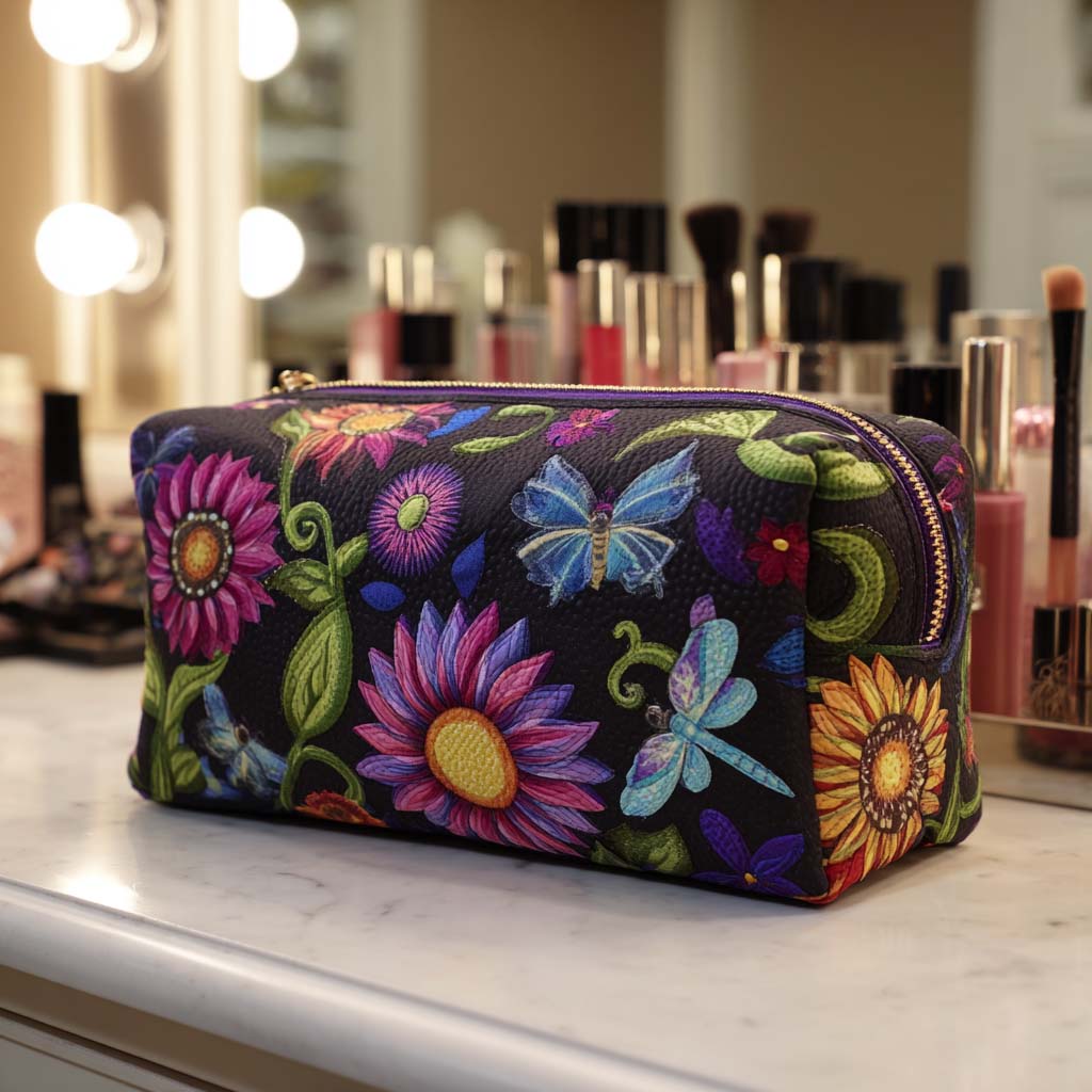 Cosmetiquera acolchada con estampado luz de la mañana