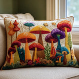 Funda de almohada acolchada con estampado jardín de setas