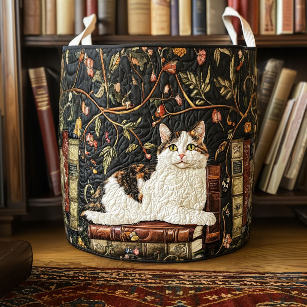 Canasta de ropa acolchada con estampado gato místico