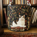 Canasta de ropa acolchada con estampado gato místico