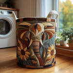 Canasta de ropa acolchada con estampado elefante místico