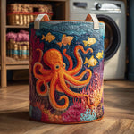 Canasta de ropa acolchada con estampado pulpo místico