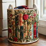 Canasta de ropa acolchada con estampado libros de la naturaleza